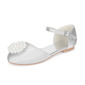 Girl's Flower Girl Shoes Wedding Pearl Satin Round Toe Flat Heel Shoes 