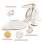 Women's Wedding Shoes Lace Satin Block Heel Point Toe Wedding Heels Bridesmaid Shoes Elegant Wedding Prom Shoes 