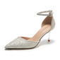 Mulheres saltos tira tornozelo sapatos de dama de honra casamento trabalho festa formatura noite elegante simples os juncos são materiais decorativos salto alto point toe cor sólida fivela sapatos 