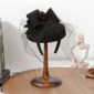 Women's Elegant Winter Bow Veil Wool Wedding Kentucky Derby Fascinators With Headband 