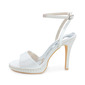 Women's Wedding Shoes Satin High Heel Platform Open Toe Wedding Sandals Bridal Shoes Bridesmaid Shoes Pearl Elegant Wedding Party Shoes 