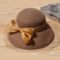 Elegant Winter Bow Veil Wool Wedding Cloche Hats 