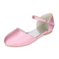 Girl's Flower Girl Shoes Wedding Pearl Satin Round Toe Flat Heel Shoes 