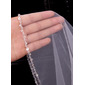 Beading Cut Edge Single Tier Bridal Fingertip Length 39" Wedding Veils 