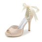 med Bowknot Imitert Perle Kvinner Stiletto Hæl Titte Tå Sandaler Satin Brudesko 