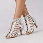 Women's Latin Shoes Lace-up Rhinestone High Heel Satin Solid Color Dance Shoes 