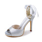 med Bowknot Imitert Perle Kvinner Stiletto Hæl Titte Tå Sandaler Satin Brudesko 
