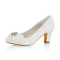 Women's Wedding Shoes Lace Satin High Heel Round Toe Wedding Heels Bridal Shoes Rhinestone Wedding Shoes 