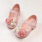 Girl's Flats Flower Girl Shoes Wedding Party Mary Jane Flower Pearl Faux Leather Round Toe Flat Heel Shoes 