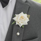2 PCS Artificial Wedding Flowers Silk Roses Boutonniere 