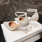 Mulheres saltos tira tornozelo sapatos de dama de honra casamento trabalho festa formatura noite elegante simples os juncos são materiais decorativos salto alto point toe cor sólida fivela sapatos 