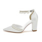 Women's Wedding Shoes Pearl Rhinestone Buckle Wedding Heels Bridal Shoes Boho Elegant Point Toe Wedding Shoes 
