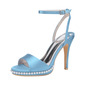 Women's Wedding Shoes Satin High Heel Platform Open Toe Wedding Sandals Bridal Shoes Bridesmaid Shoes Pearl Elegant Wedding Party Shoes 