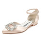 Women's Wedding Shoes Satin Flat Heel Low Heel Point Toe Wedding Flats Bridal Shoes Rhinestone Elegant Wedding Shoes 