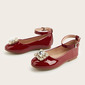 Girl's Flats Princess Shoes Party Rhinestone Faux Leather Round Toe Flat Heel Shoes 