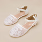 Girl's Flower Girl Shoes Wedding Bowknot Pearl Lace Faux Leather Round Toe Flat Heel Shoes 