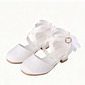 Girl's Closed Toe Satin Low Heel Flower Girl Shoes 