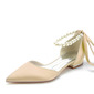 Kvinner Lukket Tå Lav Hæl Satin Brudesko 