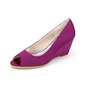 Women's Wedding Shoes Satin Wedge Heel Peep Toe Wedding Heels Bridesmaid Shoes Simple Wedding Shoes 