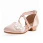Chaussures de fille de fleur filles mariage fleurs satin bout rond talon plat chaussures