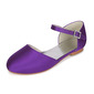 Girl's Flower Girl Shoes Wedding Pearl Satin Round Toe Flat Heel Shoes 