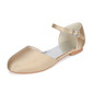 Girl's Flower Girl Shoes Wedding Pearl Satin Round Toe Flat Heel Shoes 