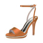 Women's Wedding Shoes Satin High Heel Platform Open Toe Wedding Sandals Bridal Shoes Bridesmaid Shoes Pearl Elegant Wedding Party Shoes 