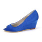 Women's Wedding Shoes Satin Wedge Heel Peep Toe Wedding Heels Bridesmaid Shoes Simple Wedding Shoes 
