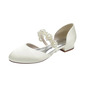 Women's Wedding Shoes Satin Low Heel Round Toe Wedding Flats Bridal Shoes Pearl Elegant Wedding Shoes 