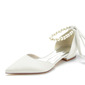 Kvinner Lukket Tå Lav Hæl Satin Brudesko 