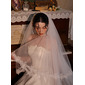 Simple Lace Edge Two Tier Bridal Cathedral Length 118" Wedding Veils With Blusher 