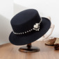 Flat Brim Winter Beading Wool Special Occasion Wedding Hats 