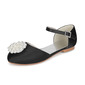 Girl's Flower Girl Shoes Wedding Pearl Satin Round Toe Flat Heel Shoes 