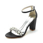 Women's Wedding Shoes Satin Block Heel Open Toe Wedding Sandals Bridal Shoes Rhinestone Elegant Wedding Prom Cocktail Shoes 