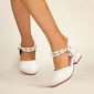 Girl's Sandals Flower Girl Shoes Wedding Daily Party Beach Pearl Rhinestone Faux Leather Round Toe Low Heel Shoes 