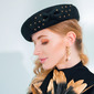 Women's Vintage Winter Rivet Star Wool Wedding Cocktail Beret Hats 
