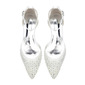 Women's Wedding Shoes Lace Satin High Heel Point Toe Wedding Heels Bridal Shoes Rhinestone Elegant Simple Wedding Shoes 