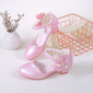 Girl's Flower Girl Shoes Wedding Party Bowknot Pearl Rhinestone Faux Leather Round Toe Low Heel Shoes 