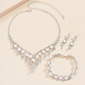Collier des boucles d'oreilles bracelet parures élégante strass pearl mariage soirée (lot de 3) 