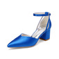 Femmes chaussures de mariage satiné talon bloc bout pointu talons de mariage chaussures de demoiselle d'honneur élégante mariage travail fête prom soirée chaussures 