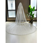 Pearl Cut Edge Single Tier Bridal Cathedral Length 118" Wedding Veils 