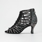 Women's Latin Shoes Lace-up Rhinestone High Heel Satin Solid Color Dance Shoes 