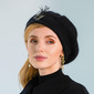 Women's Elegant Winter Butterfly Faux Feather Wool Wedding Cocktail Beret Hats 