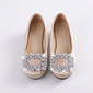 Girl's Flower Girl Shoes Wedding Party Closed Toe Crystal Satin Low Heel Shoes 